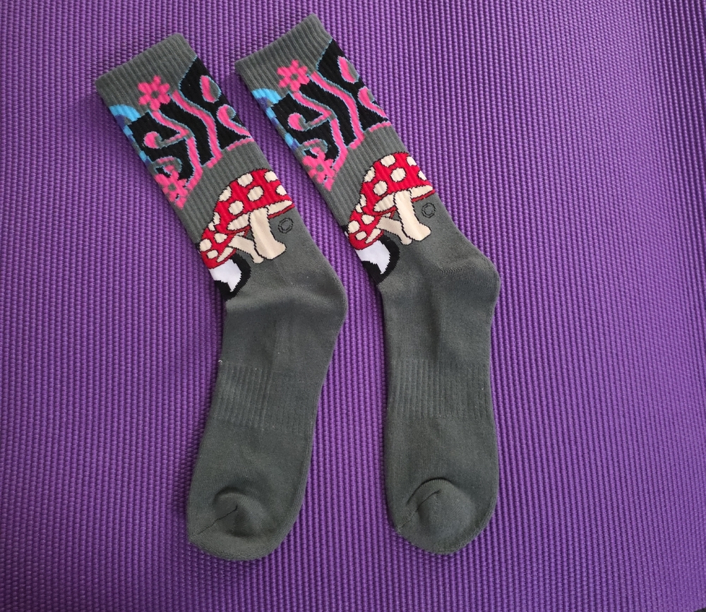 Funky Gray Mushroom Socks